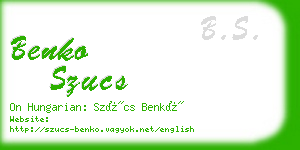 benko szucs business card